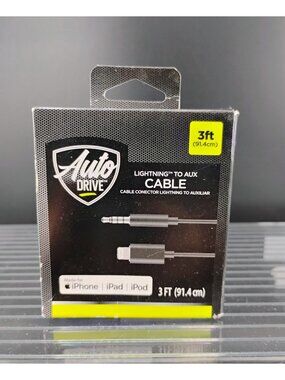 Auto Drive Lightning To AUX Cable 3ft iPhone iPad iPod Adapter